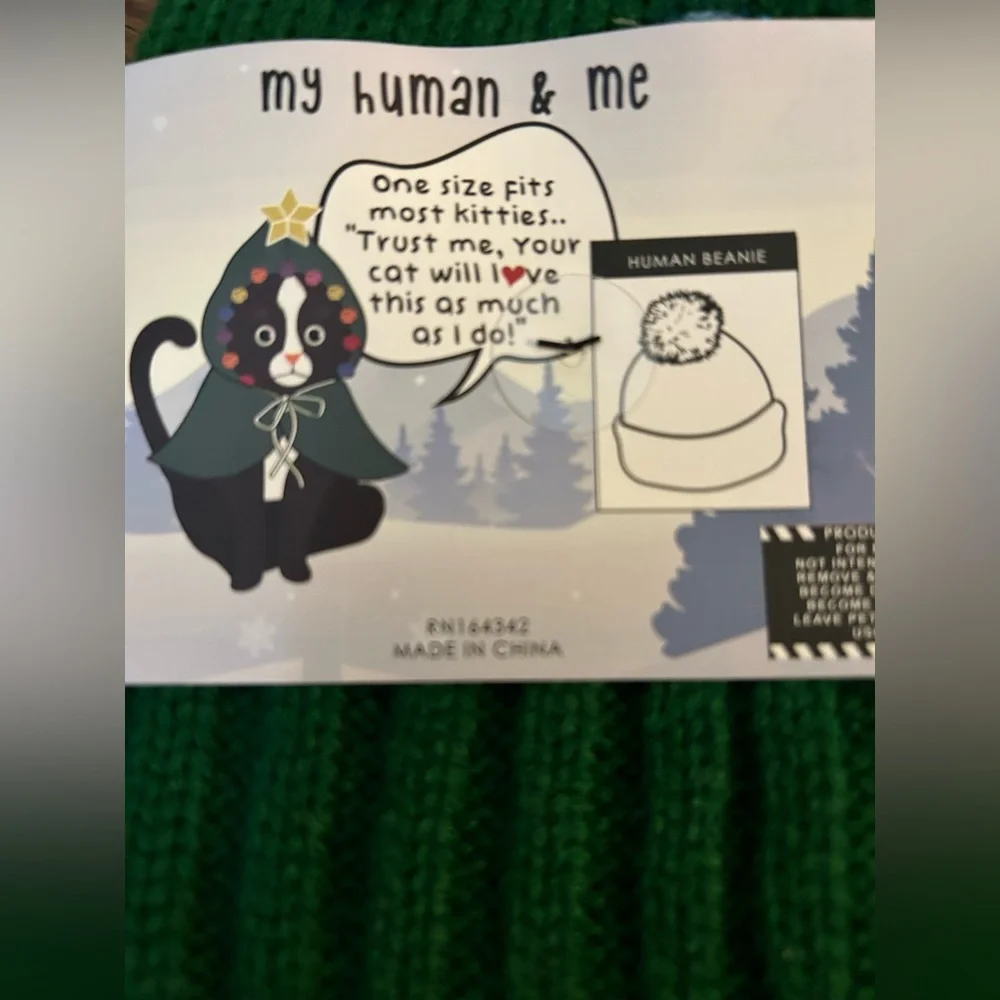 Christmas Cat Cape & Human Beanie